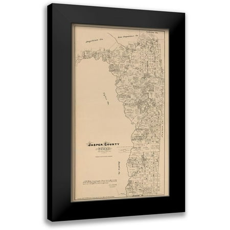 Walsh 10x14 Black Modern Framed Museum Art Print Titled - Jasper County Texas - Walsh 1879