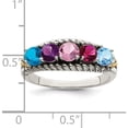 thumbnail image 4 of 14K/Silver Two-Tone Sterling Silver & 14K Five-Stone And Diamond Mother's Ring Semi-Mount (Size 8) Made In Thailand qmr25/5-8, 4 of 5