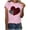 Pink, variant on My Order Ladies Valentine Short Sleeve Round Neck Shirt Romantic Fashionable Tops My Items