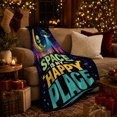 thumbnail image 3 of Whimsical Space Adventure Alien Crescent, Playful Celestial Art Scene, Warm Flannel Blanket for Home Library and Reading Nook, Celestial Art Lovers Housewarming Gift, Celestial Home Decor, 3 of 9