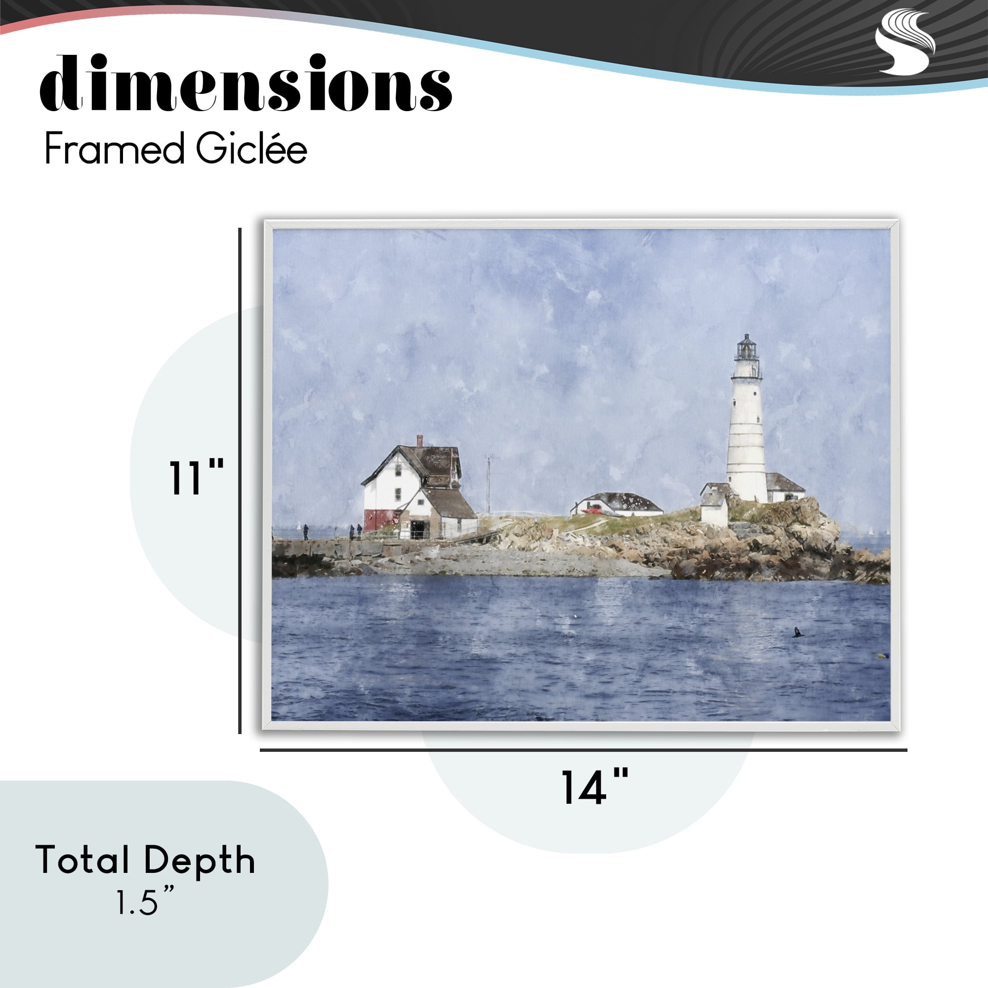 Stupell Industries Picturesque Lighthouse Island White Framed Giclee Art, design by Kim Curinga