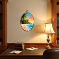 thumbnail image 4 of Canvas Wall Art Ocean Canvas Tropical Seascape Pictures Palm Tree Wall Decor Living Oval Framed Canvas Prints Vintage Wall Hanging Decor for Bedroom Home Gallery Bathroom 8.6"x11.4", 4 of 7