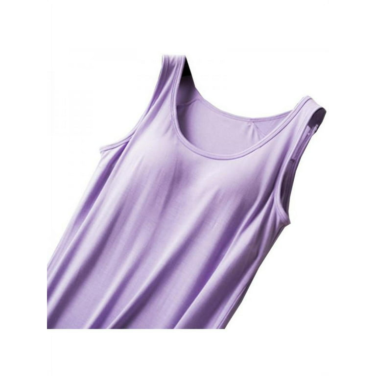 Women Built-in Bra Sleeveless Tank Top Sleepwear Padded Long