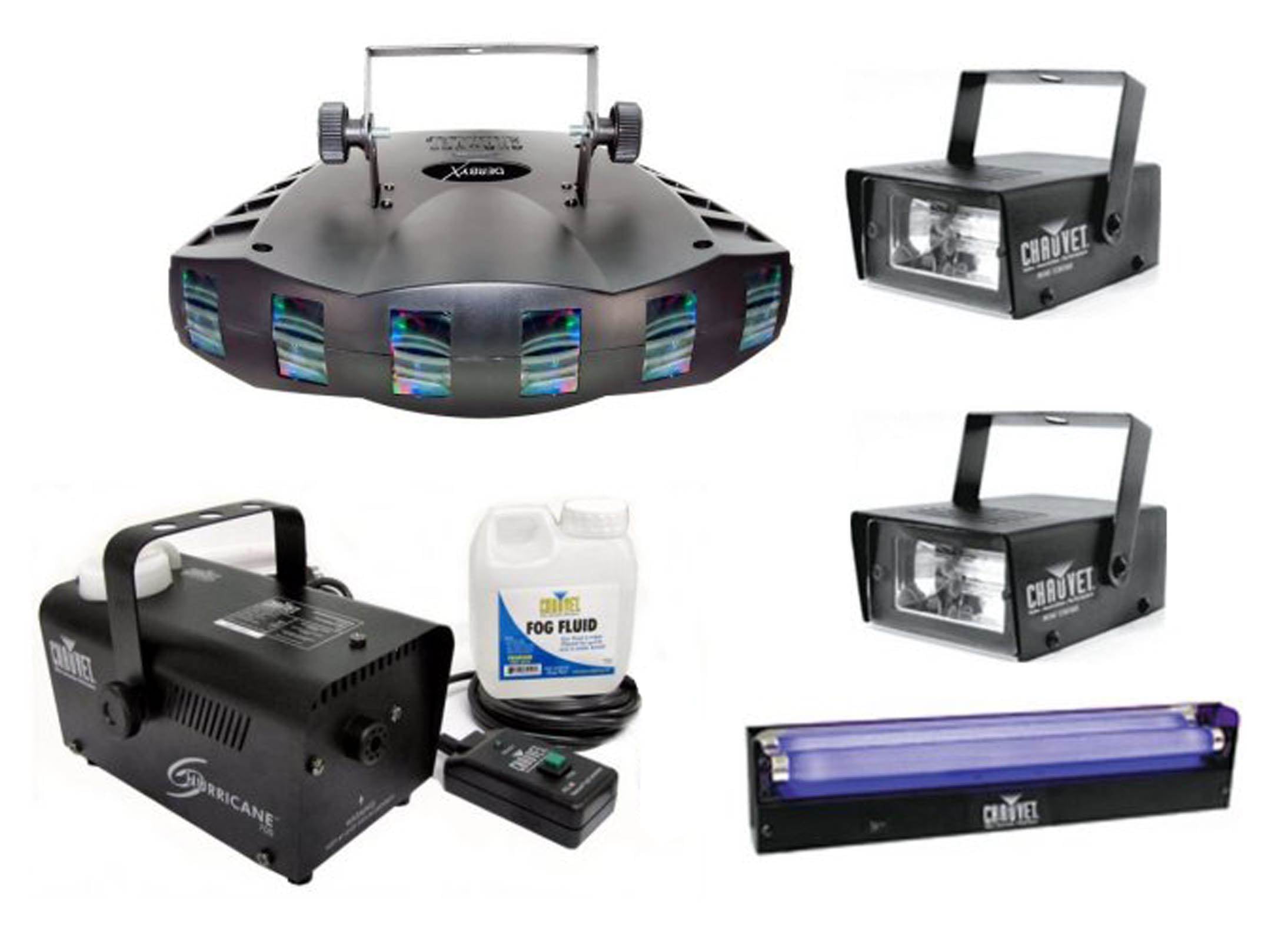 Chauvet DJ Derby X DMX Effect Light w/ Fog Machine + Blacklight + Mini Strobes