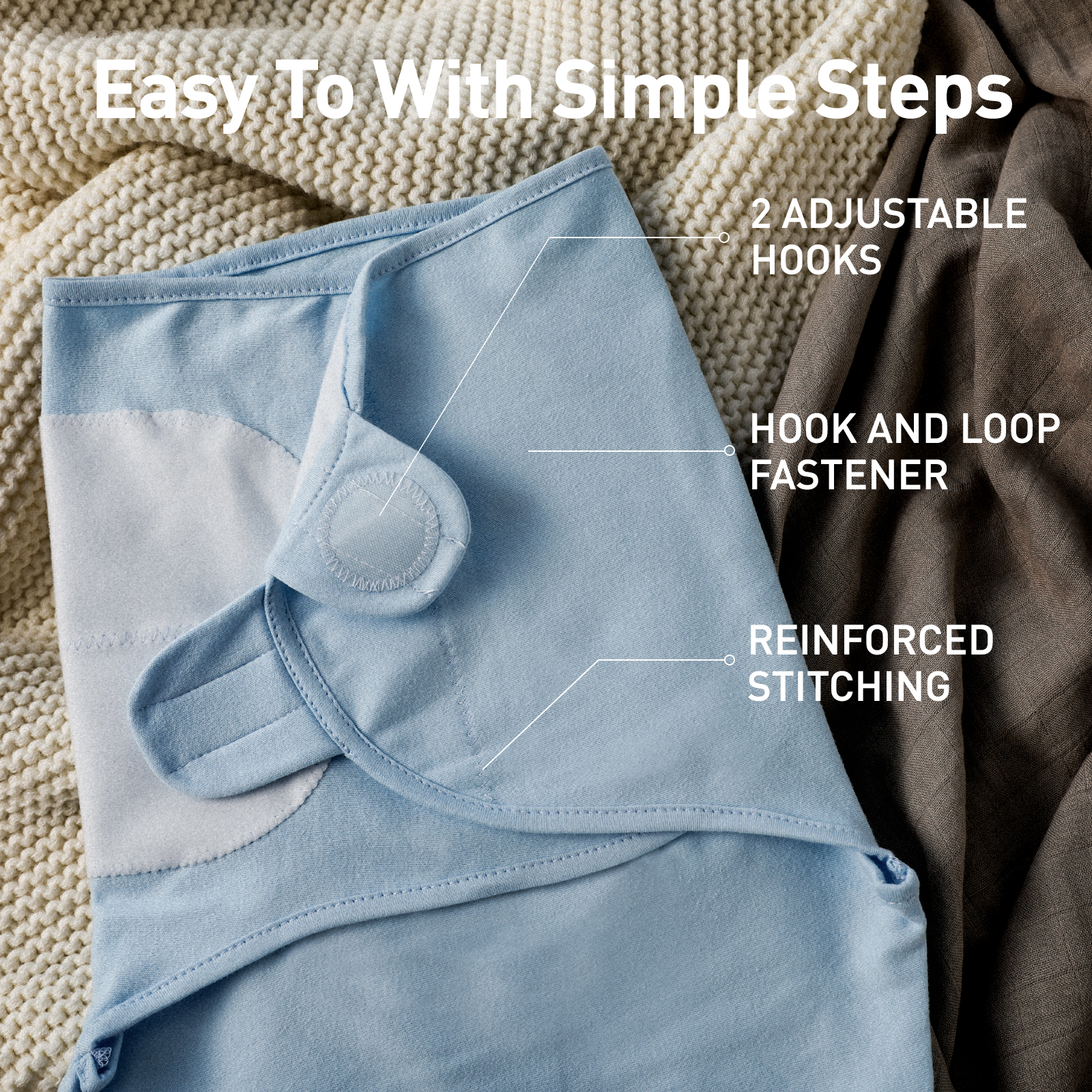 Gllquen Baby Organic Cotton Swaddle 3-Pack, Blue photo 5