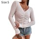thumbnail image 2 of Camisetas cortas con textura sexy para mujer, camisetas ajustadas fruncidas de manga larga para salir, ropa informal recortada, 2 of 5