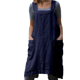 thumbnail image 1 of Delantal Mujer Algodón Lino Homewear Suelto-Azul Marino-M Adepaton CPB-DE-LYY1705-4, 1 of 5