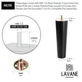 thumbnail image 4 of LAVANE 6 Inch / 15 cm Wooden Furniture Legs Set of 4 Mid-Century Modern Solid Wood Round Black Replacement Feet with Pre-Drilled 5/16" Bolt & Mounting Plate for DIY Cabinet Sofa Couch Ottoman, 4 of 7