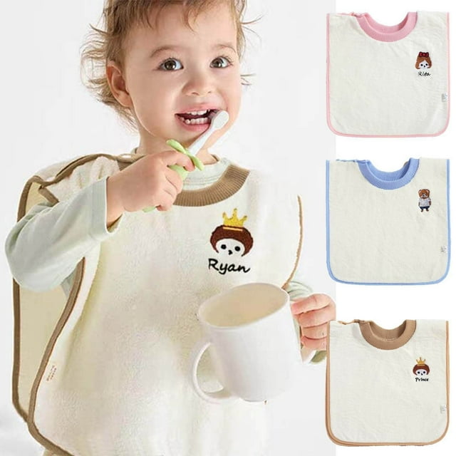 Fiudx Babero de Microfibra Suave para Bebé, Cierres Ajustables, Secado Rápido, Reutilizable, Apto para Alimentar, Cepillar y Evitar La Baba. Unisex, 1 Unidad, a Partir de 3 Meses.