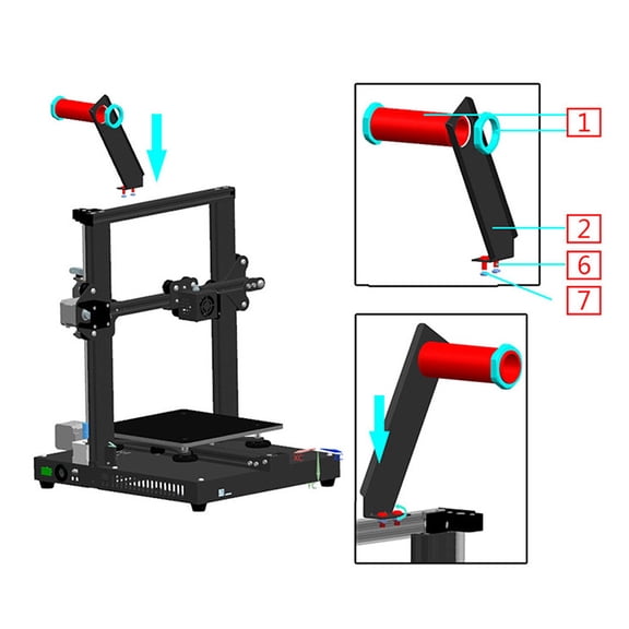 GETAJGHSD filament organizer 3D Printer Material Rack Black 1 Set