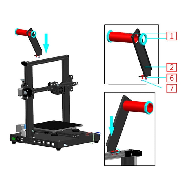 HAMPPLIES 3 Set 3D Printer Filament Bracket Black L Type 10.2x1.2x0.8in