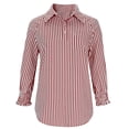 thumbnail image 5 of AUNVITO Women's Striped Button Down Shirt 3/4 Sleeve Classic Collar Office Casual Comfort Fit, 5 of 9