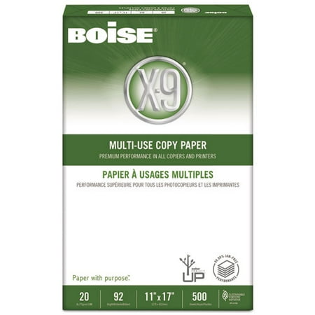 Boise X-9 Copy Paper, 92 Brightness, 20 lb, 11" x 17", White, 2500 Sheets/Carton