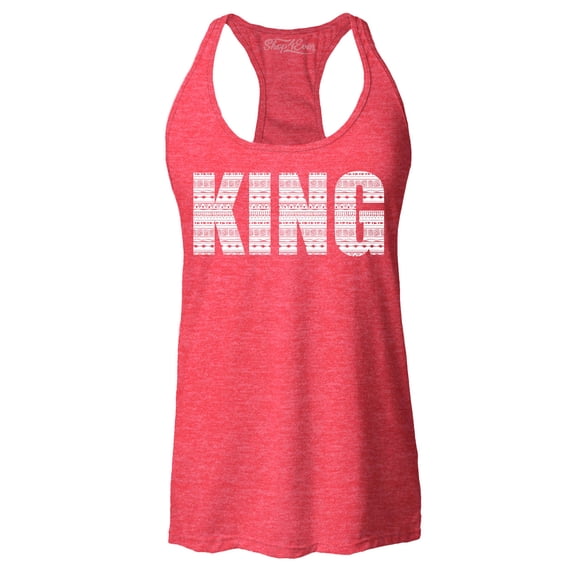 Shop4Ever Women's King African Pattern Style  Racerback Tank Top X-Large Red