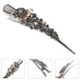 thumbnail image 3 of 1PC Hair Clip Vintage Rhinestone Inlaid Design Barrettes Alloy Large Duckbill Clip (Champagne), 3 of 8