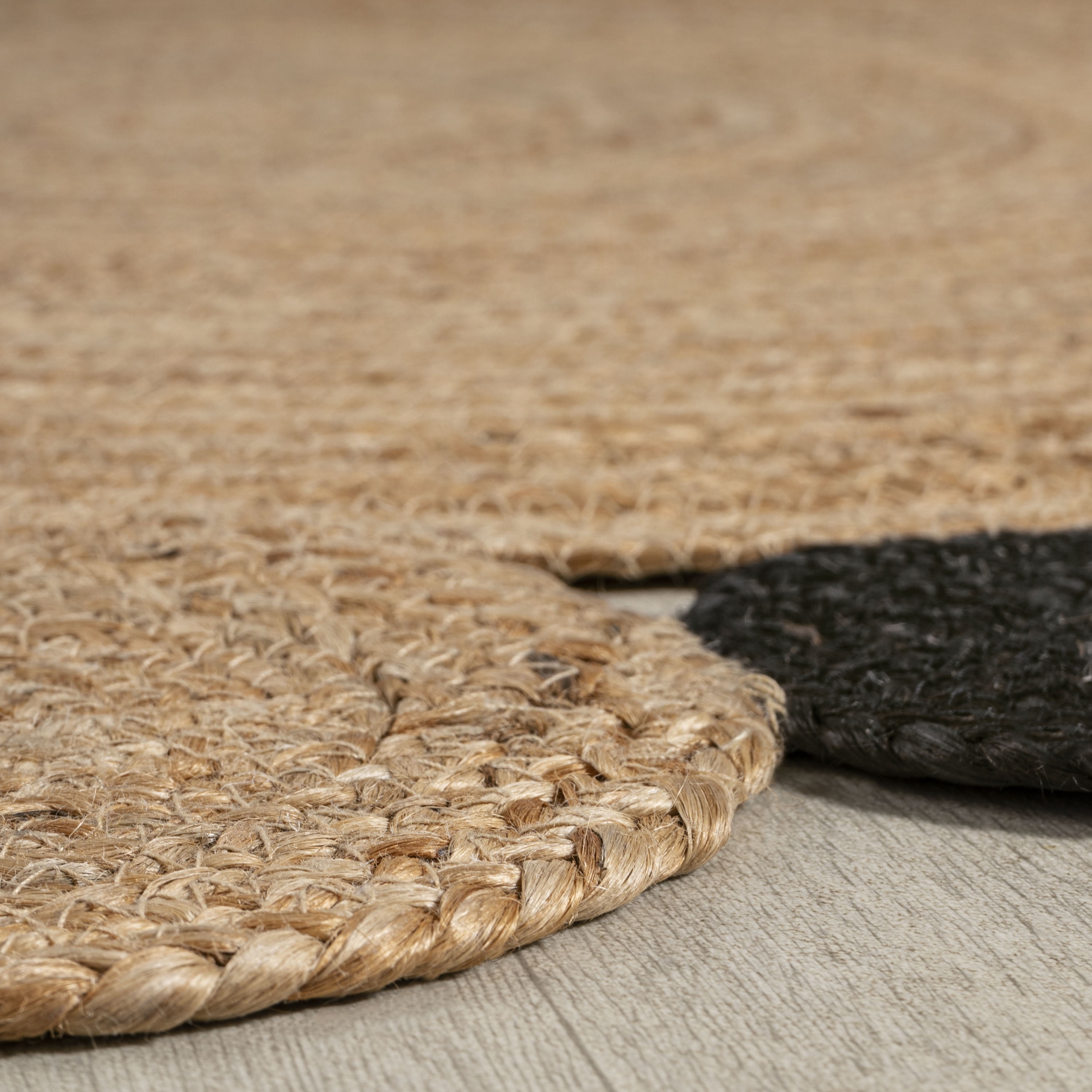 JONATHAN Y ANSA 5' Round Area Rug, Ayana Two-Tone Jute Hippy Circle - Natural/Black, RNF108A-5R