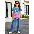 thumbnail image 5 of Lanbubble Girls Graphic T-Shirt Tie Dye Kids Short Sleeve Tee Shirt Tie Front Tops 7-12 Years, 5 of 7