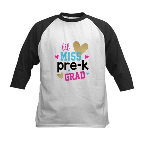 CafePress - Lil Miss Pre K Grad Baseball Jersey - Kids Cotton Baseball Jersey, 3/4 Sleeve Shirt