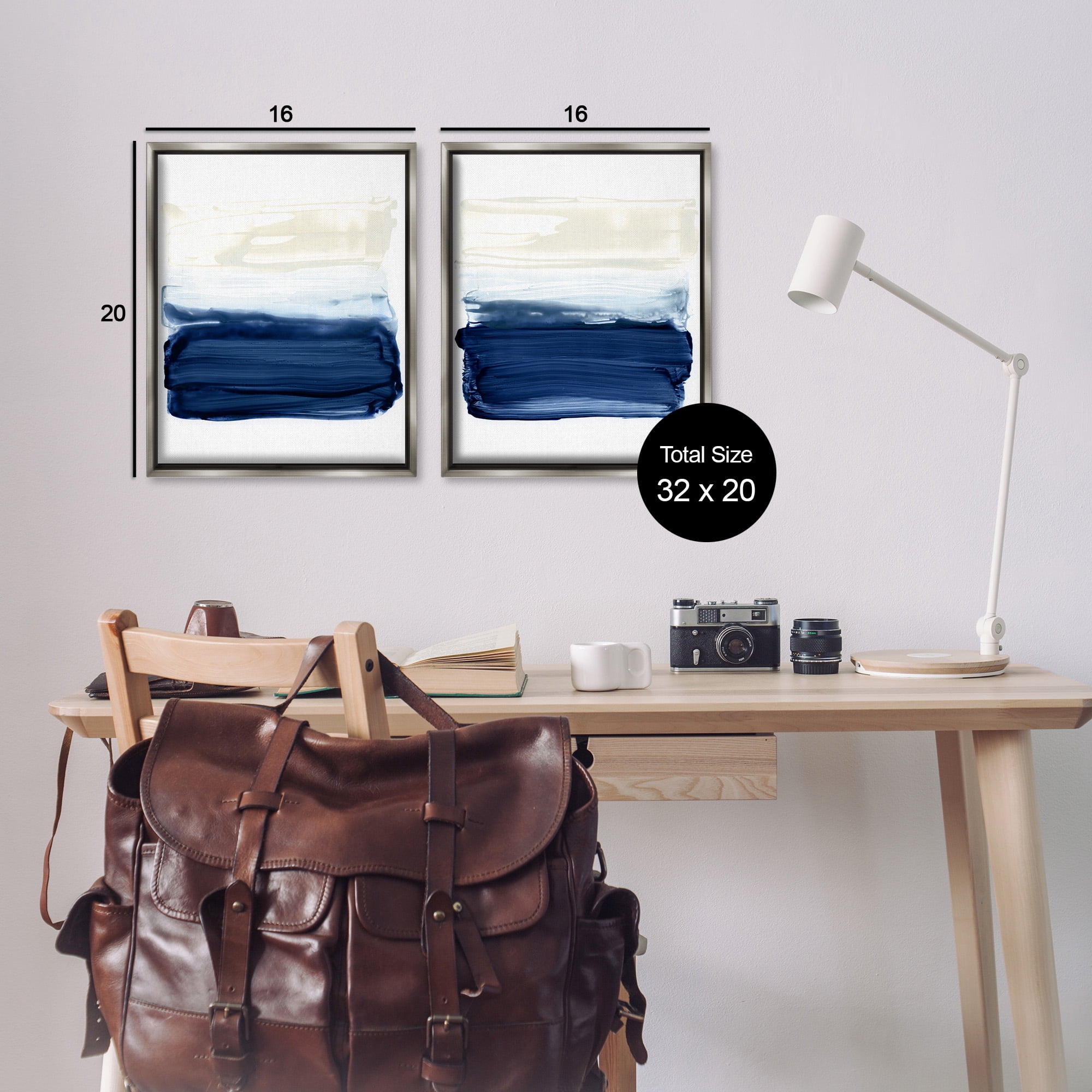Stupell Industries Coastal Brushstrokes Abstract Beach Abstract Painting Gray Floater Framed Canvas Art Print Wall Art, 17 x 21, Set of 2