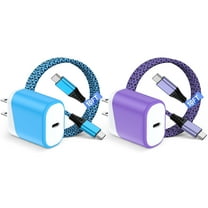 USB C Charger Block 2Pack, 20W PD USB Wall Charger Adapter with USB C to C Cable 10FT, Type C Charging Block USB C Brick Cube Phone Fast Charging Cord Compatible for iPhone Sumsang Android, Mixed