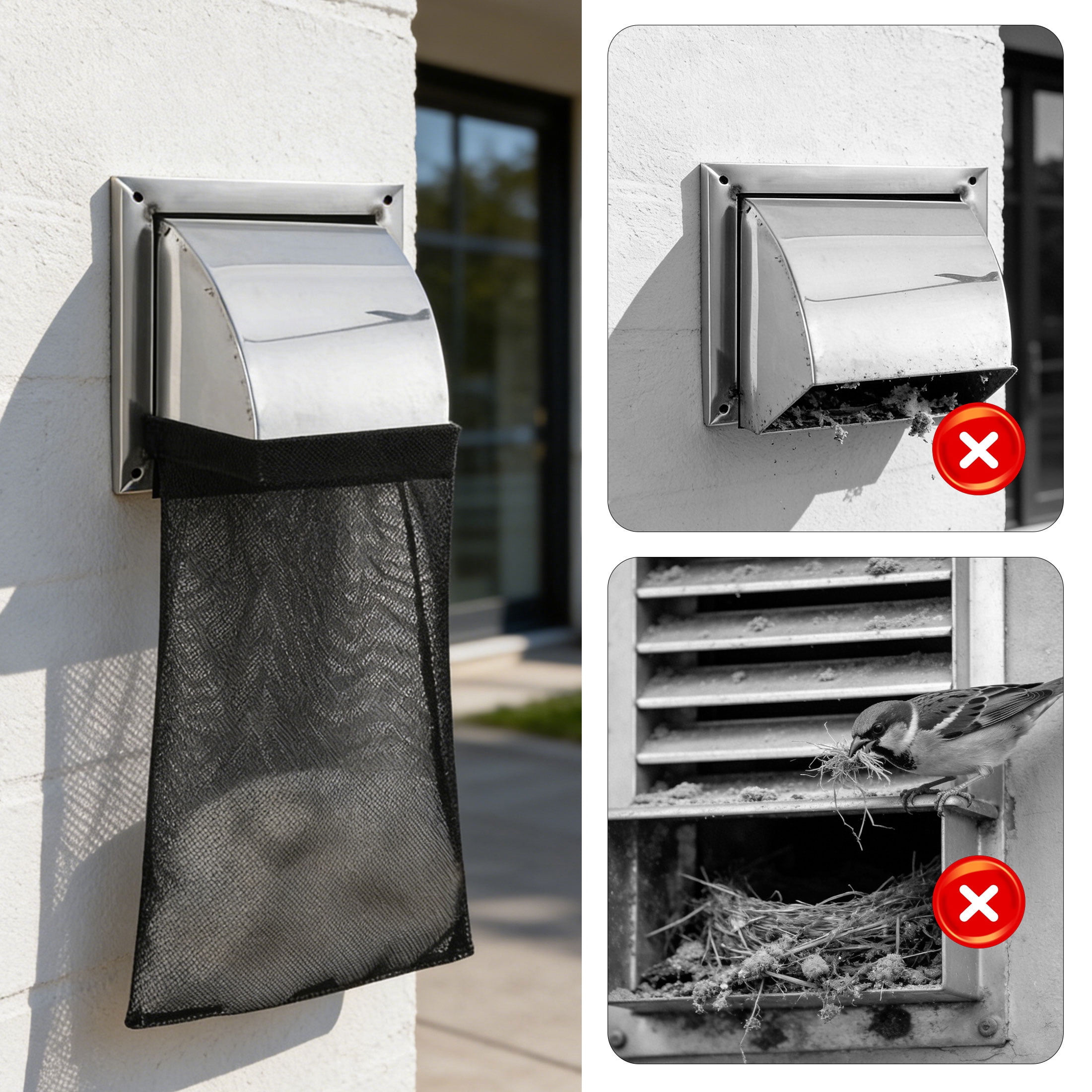 EEEkit 4pcs Dryer Vent Lint Catcher Bags, Reusable Lint Trap with Adhesive Strip, Outdoor Dryer Vent Bag for Lint, Dust and Debris