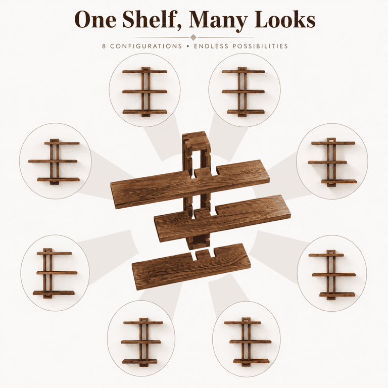 Mehoom 3-Tier Wooden Floating Wall Shelf, Rustic Brown 20-Inch photo 5