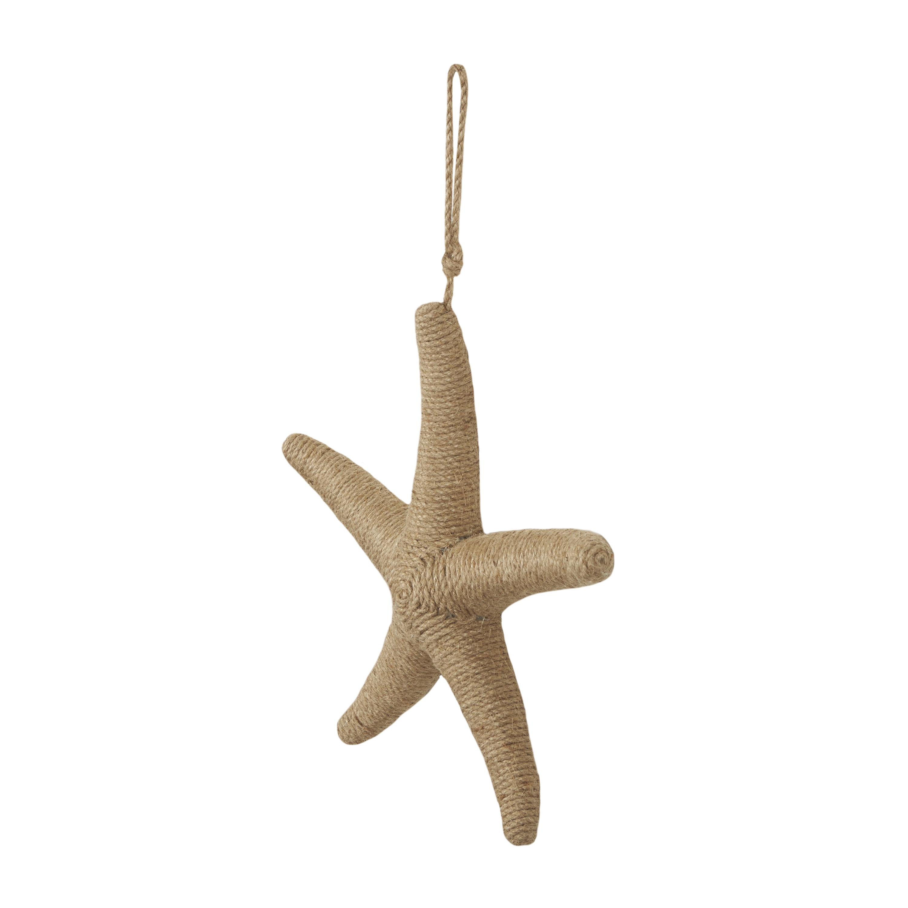 DecMode Light Brown Jute Handmade Wrapped Starfish Wall Decor with Hanging Rope