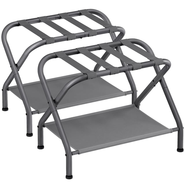 Juego de 2 portaequipajes SONGMICS, color gris pizarra, para habitación de huéspedes
