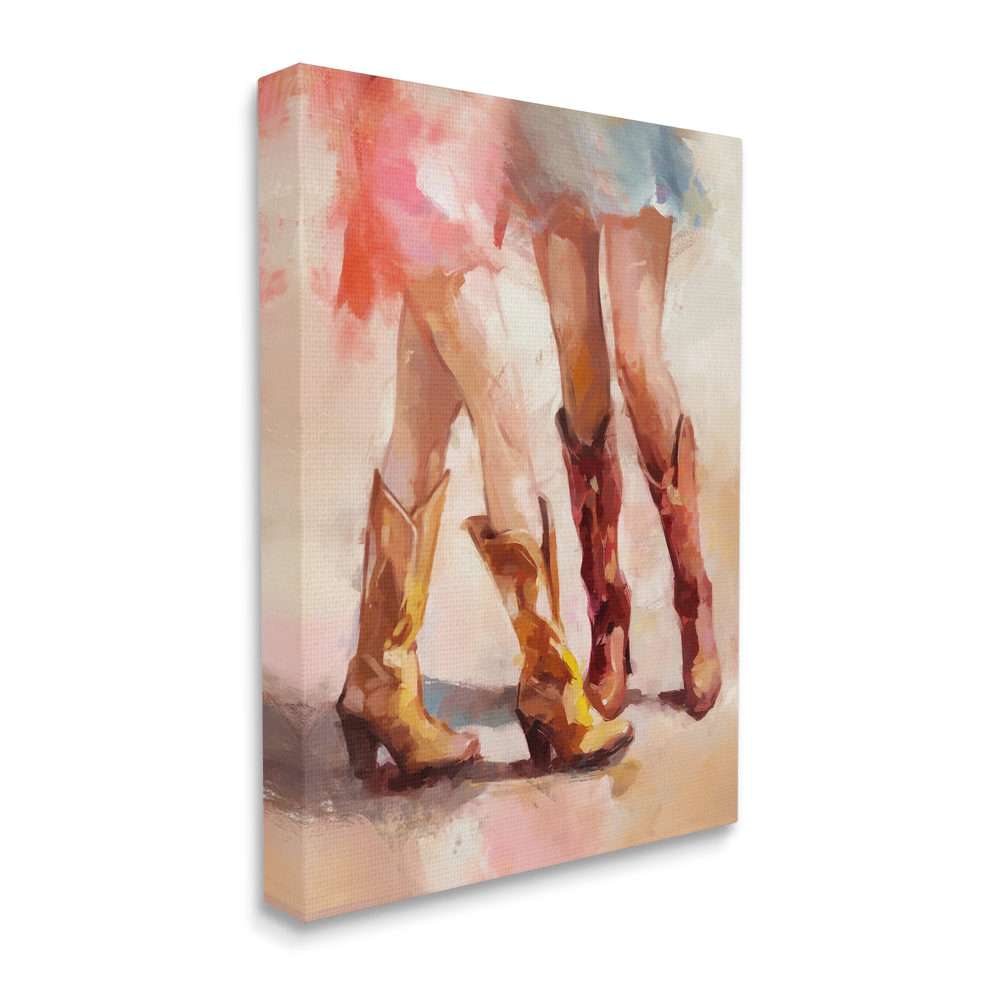 Stupell Industries Dancing Cowgirl Boots Abstract Painting Gallery Wrapped Canvas Art Print Wall Art, 16 x 20