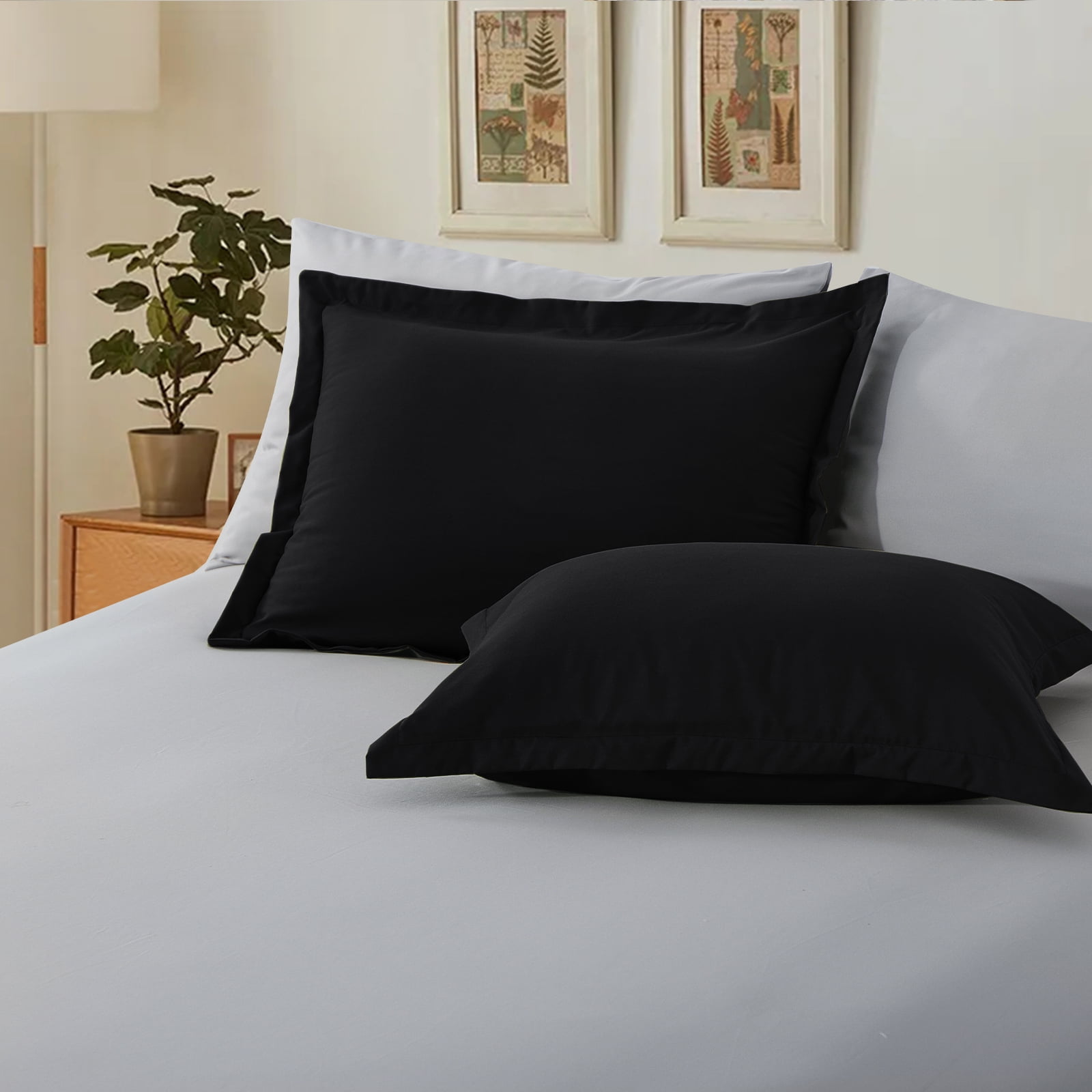 RUIKASI 7 Pieces Black/Light Grey King Bed Comforter Set with Sheets - Bed in a Bag with Comforter and All Season Sheets, Pillowcases