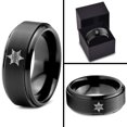 thumbnail image 4 of Tungsten Sheriff Deputy Authoriy Crest Badge Band Ring 8mm Men Women Comfort Fit Black Step Bevel Edge Brushed Polished, 4 of 4