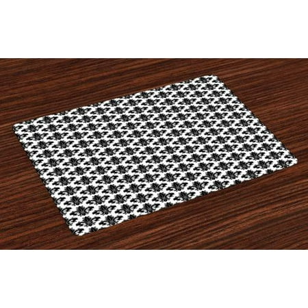 Fleur De Lis Placemats Set Of 4 Monochrome Royal Lily Pattern