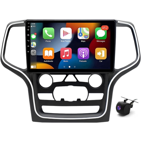 2 64G Car Stereo for Jeep Grand Cherokee 2014-2022 with Wireless CarPlay Android Auto 10inch Touch Screen Support Bluetooth FM/RDS GPS WiFi SWC