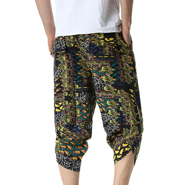 Njoeus Men's Pants Mens Capri Pants Men Casual Fashion Printing Mid Waist  Capris Pants Beach Pants Harlan Pants Pants Men On Clearance
