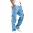 thumbnail image 2 of Jovrlynd Mens Cargo Sweatpants Drawstring Elastic Waist Baggy Pants with Pockets Plus Size Casual Fleece Loose Joggers, S-3XL, 2 of 7