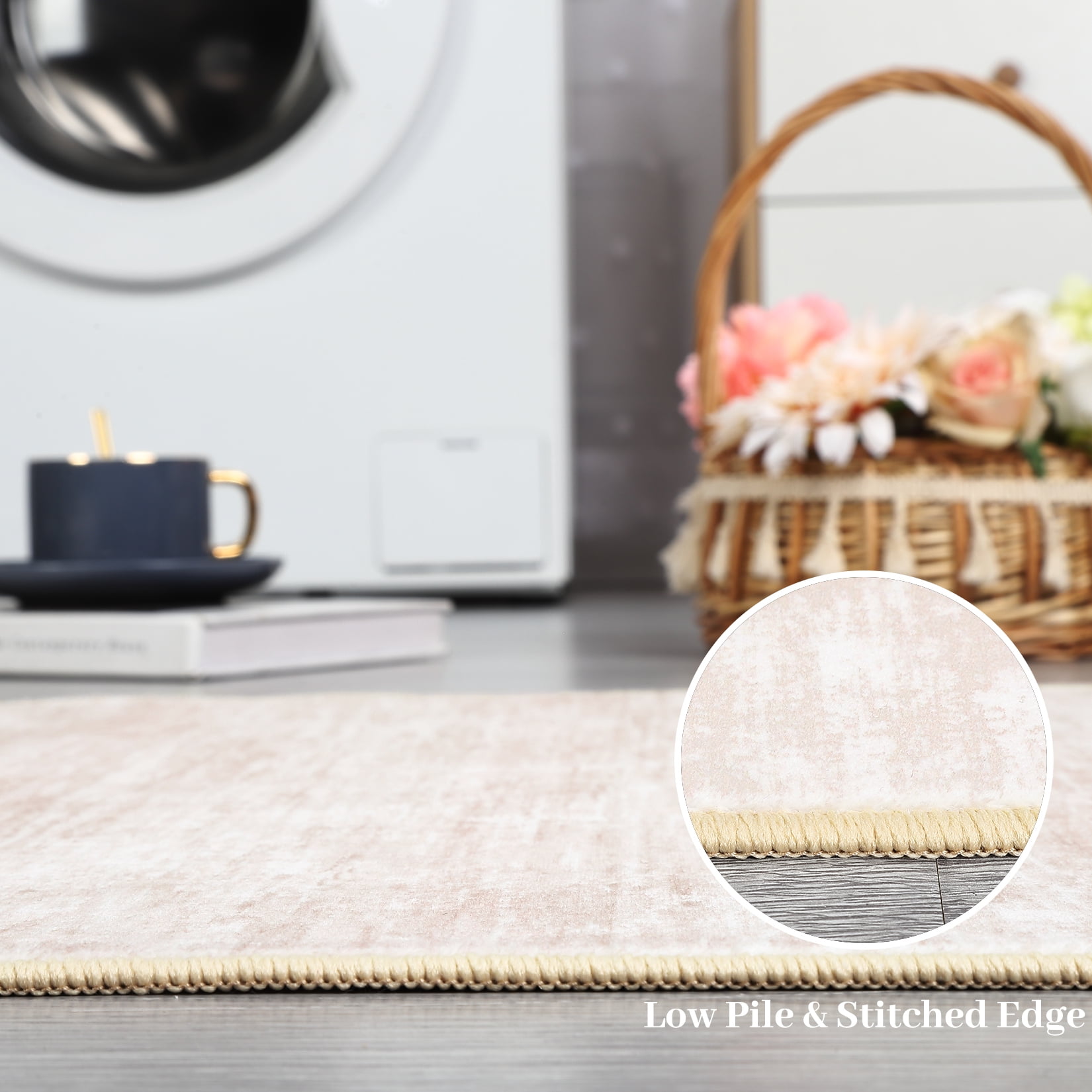 HOMERRY Beige Area Rugs 8' x 10' Soild Rug for Living Room Modern Home Decor Soft Washable Indoor Carpet