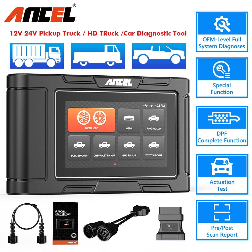 ANCEL HD3500 Plus Professioanl Pickup Truck Scanner Diagnostic Tool Fit for  Ford/Chevrolet/Dodge/RAM/GMC Truck& Car, All Systems Diesel Code Reader