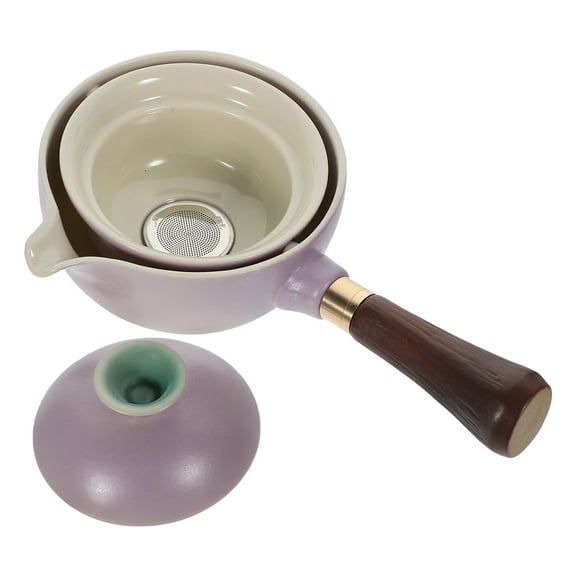 FRCOLOR Purple Ceramic Teapot with 360 Degree Rotation Design for Easy Pouring and Cleaning at Home
