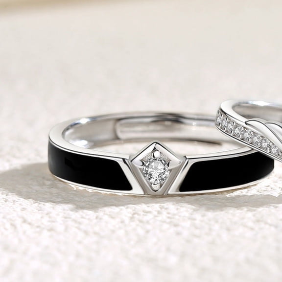 Couple Rings Adjustable Matching Rings for Couples Knight Ring Male Princess Ring Female Crown Design 925 Sterling