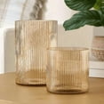 thumbnail image 6 of ZYLER- New Ribbed Glass Hurricane Candle Holder 3In Pillar Candles Indoor Outdoor, 6 of 6