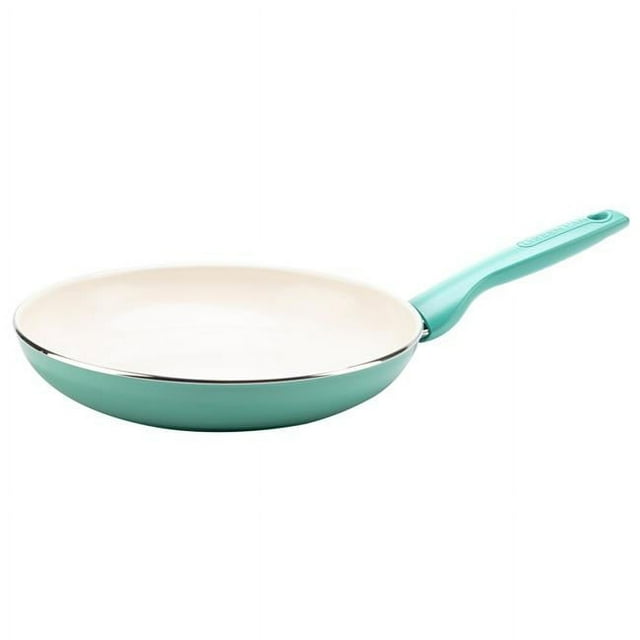 The Cookware 6036858 10 in. GreenPan Rio Ceramic Coated Aluminum Fry Pan, Turquoise