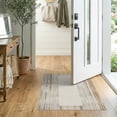 thumbnail image 2 of ODIKA Sisal Farmhouse Stripe Subtle Distressed Tonal Border Inspired for Entryway, Kitchen, Laundry Room, Stain Resistant Thin Throw, 2 of 7
