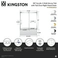 thumbnail image 5 of Kingston Brass KVTAP6032R227 60-Inch Acrylic Rectangular 3-Wall Alcove Tub Combo with Tub Door (Right Hand Drain) in White/Brushed Brass, 5 of 9