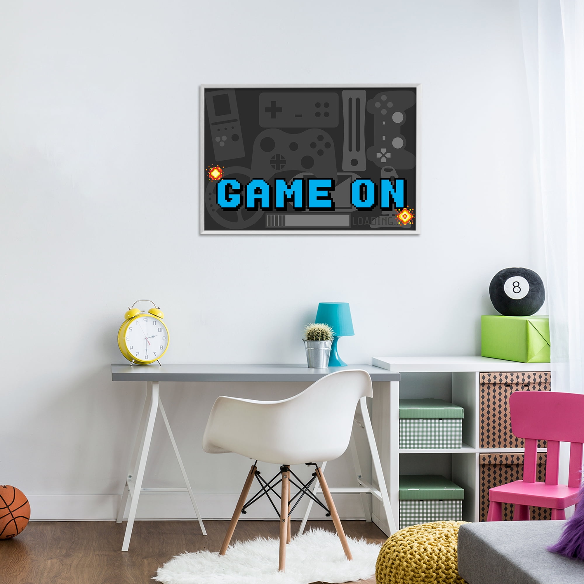 Stupell Industries Game On Arcade White Framed Giclee Art, design by Kim Allen