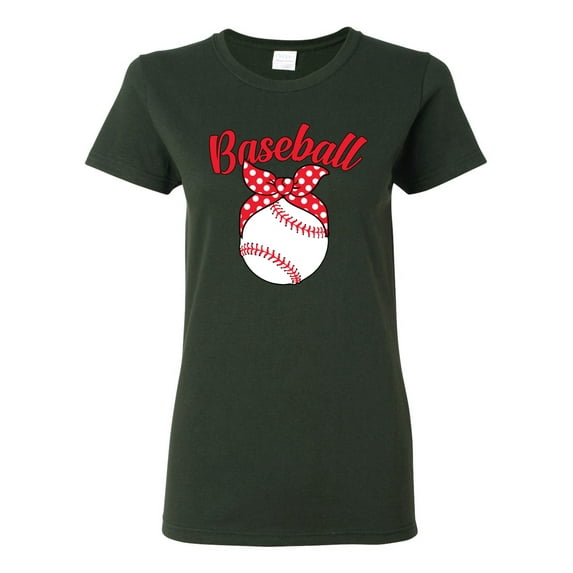 Wild Bobby, Cute Baseball Mom Ribbon Gift, Mother's Day, Women Graphic T-Shirt, Forest Green, X-Large