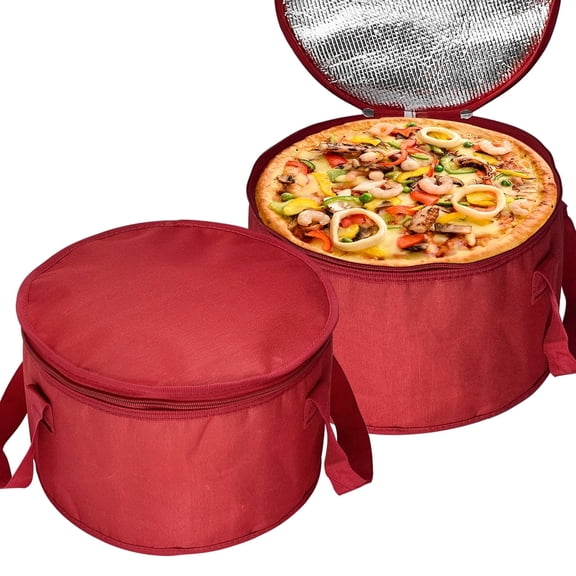 Yalilong 2 Pack 11X7 Inch Round Lunch Bag, Reusable Insulated Thermal Casserole Carrier Bag, Potluck, Picnics or Hot and Cold Food Delivery (Red)