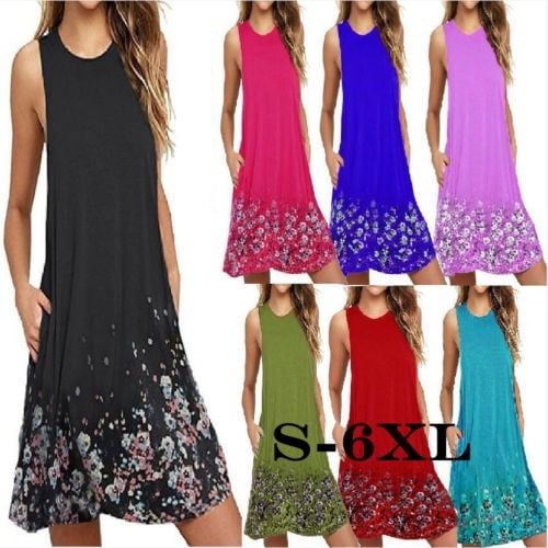 Women´s Ladies Summer Party Cotton Solid Tops Dress Clothes Plus Size Blouse