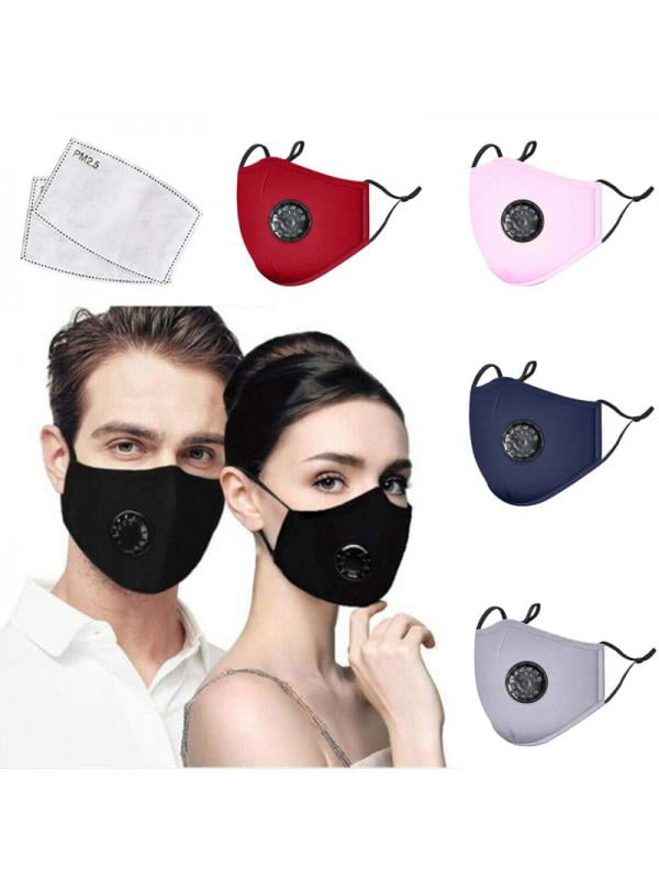Reusable Face Masks W/Purifying Carbon Filter Anti Haze Fog Respirator Mouth Set 