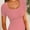 Pink, variant on Women's Summer Scoop Neck Short Sleeve T-Shirts Ribbed Knit Slim Fitted Casual Basic Top