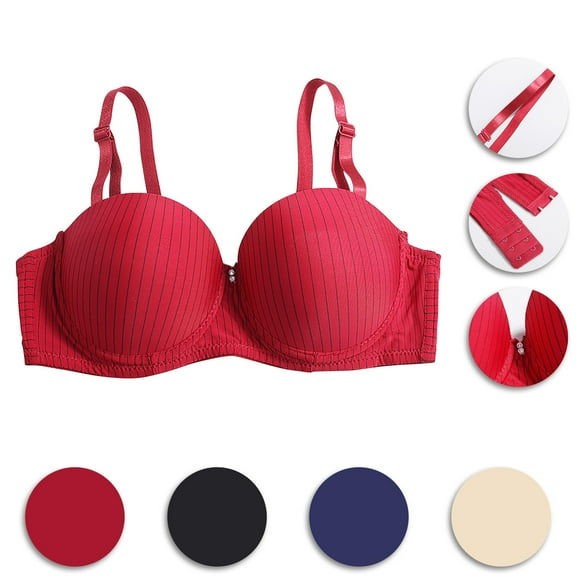 SMihono Womens Bras Sexy Comfortable and Breathable Bra with Small Breasts Gathered and Secondary Breasts Steel Ring Striped Bra Beige XS